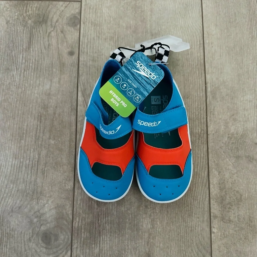 Speedo Toddler Hybrid Pro Kid's Water Swim Shoes- Aqua Blue small 5-6 new